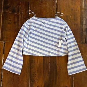 NWT Maeve by Anthropologie lilac and White Crop Long sleeve top xxs
